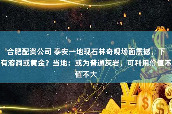 合肥配资公司 泰安一地现石林奇观场面震撼，下面有溶洞或黄金？当地：或为普通灰岩，可利用价值不大